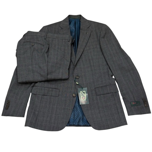 Ted Baker London No Ordinary Joe Jake Wool Suit Grey Black Glen Check 40REG 34W - Picture 1 of 16